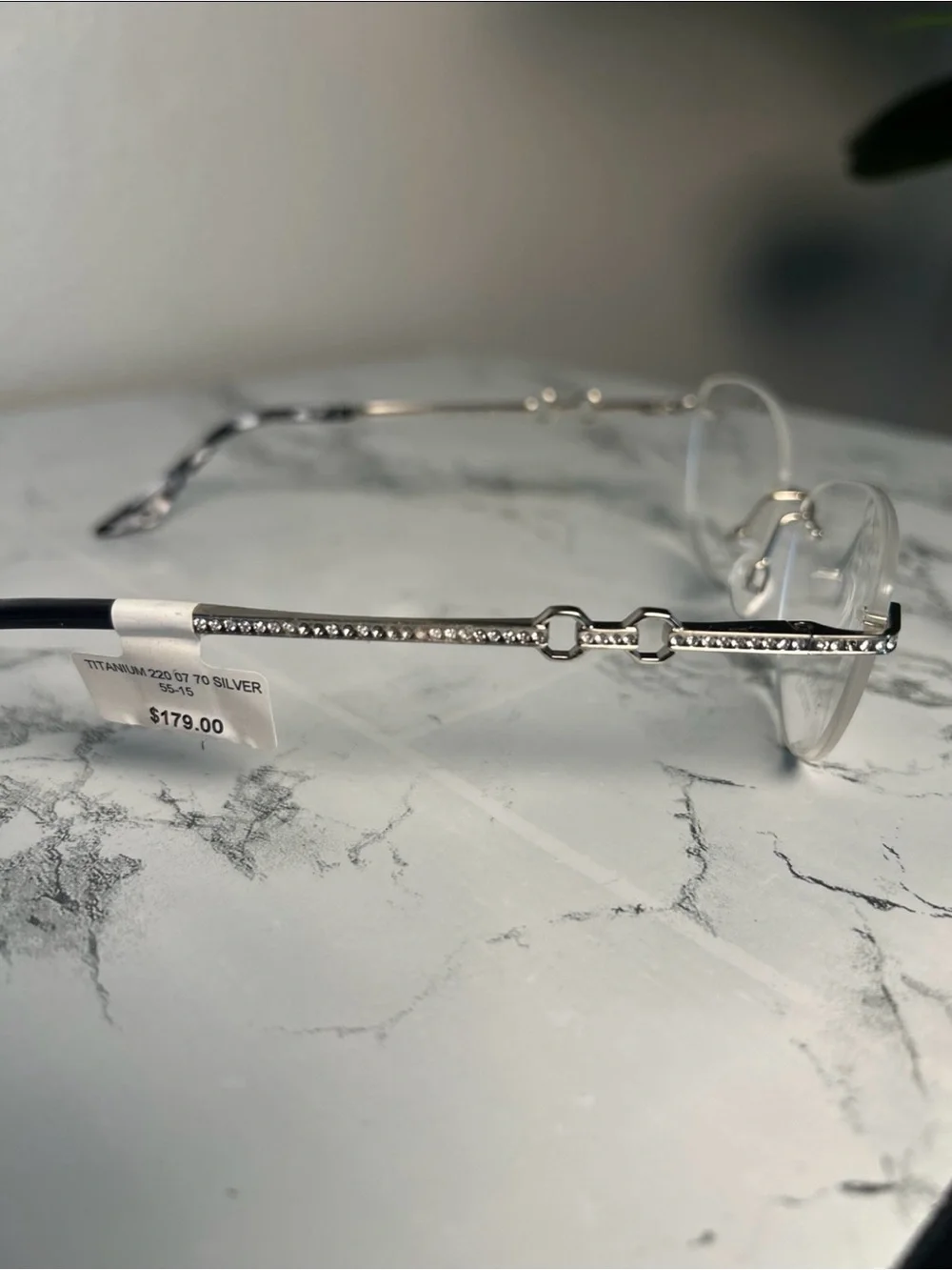 Swarovski Rimless Silver Crystal Accent Eyeglasses